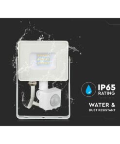 Faro Led Flood Light Slim 10W IP65 Neutro 4000K Carcassa Bianca con Sensore PIR di Movimento e Crepuscolare Chip Samsung SKU-434