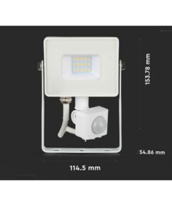 Faro Led Flood Light Slim 10W IP65 Neutro 4000K Carcassa Bianca con Sensore PIR di Movimento e Crepuscolare Chip Samsung SKU-434