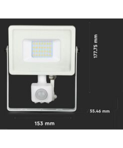 Faro Led Flood Light Slim 20W IP65 Neutro 4000K Carcassa Bianca con Sensore PIR di Movimento e Crepuscolare Chip Samsung SKU-449