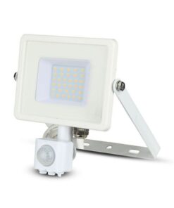 Faro Led Flood Light Slim 30W IP65 Neutro 4000K Carcassa Bianca con Sensore PIR di Movimento e Crepuscolare Chip Samsung SKU-458