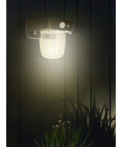 Faro Led Solare Da Parete 1,2W 120LM 3000K Rotondo Trasparente Interrrutore 3 Modalità