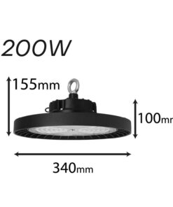 Faro LED Industriale UFO 200W 150W 100W Regolabile, 32000LM 160lm/W 4000K Neutro IP65 Dimmerabile 0-10V, Lampada LED High Bay Rotonda per Capannoni Magazzini 5 Anni Garanzia