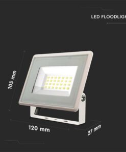 Faro Led Flood Light 20W 1650lm IP65 Slim 120x105x27mm Carcassa Bianca Luce 4000K SKU-6741