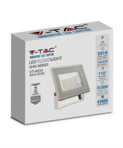 Faro Led Flood Light 30W 2510lm IP65 Slim 150x122x27mm Carcassa Bianca Luce 6400K SKU-6748