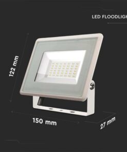 Faro Led Flood Light 30W 2510lm IP65 Slim 150x122x27mm Carcassa Bianca Luce 6400K SKU-6748
