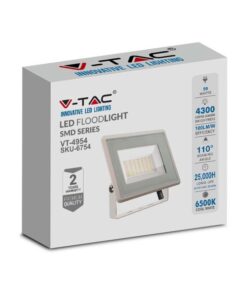 Faro Led Flood Light 200W 17600lm IP65 Slim 400x333x33mm Carcassa Bianca Luce 4000K SKU-6735
