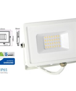 Faro Led Flood Light 10W IP65 Bianco Freddo 6400K Super Slim Carcassa Bianca Smd Samsung SKU-429
