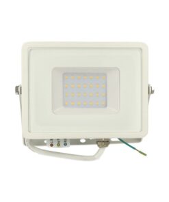 Faro Led Flood Light 30W IP65 Bianco Freddo Super Slim Carcassa Bianca Chip Samsung Garanzia 5 Anni SKU-405