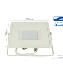 Faro Led Flood Light 50W IP65 Caldo 3000K Super Slim 28mm Carcassa Bianca Samsung Garanzia 5 Anni SKU-21409