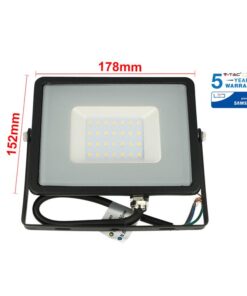 Faro Led Flood Light 30W IP65 Bianco Naturale Super Slim Carcassa Nera Smd Samsung Garanzia 5 Anni SKU-401