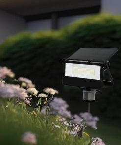Lampada Faro Led Slim Con Pannello Solare Monocrystalline 20W 1800LM 4000K IP65 Sensore Movimento Microonde