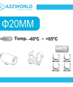 Kit 5 Accessori Per Tubo Rigido e Flessibile Da 20mm, 4 Clip Fissatubo A Scatto + 1 Giunto Raccordo Lineare, Colore Bianco IP40