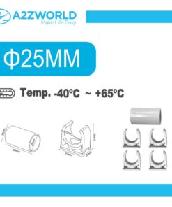 Kit 5 Accessori Per Tubo Rigido e Flessibile Da 25mm, 4 Clip Fissatubo A Scatto + 1 Giunto Raccordo Lineare, Colore Bianco IP40