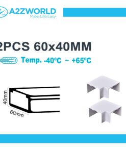 2 Pezzi Connettore Angolare Per Canaline Passacavi 60X40mm, Angolo Interno 90°, Colore Bianco