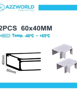 2 Pezzi Connettore Forma T Per Canaline Passacavi 60X40mm, Colore Bianco