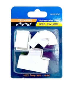 Kit 6 Accessori Per Canaline Passacavi 15X10mm, Connettore Lineare, Forma L, Forma T, Angolare Piatto Interno Esterno, Colore Bianco