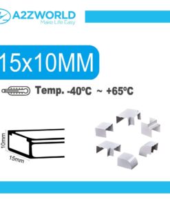 Kit 6 Accessori Per Canaline Passacavi 15X10mm, Connettore Lineare, Forma L, Forma T, Angolare Piatto Interno Esterno, Colore Bianco