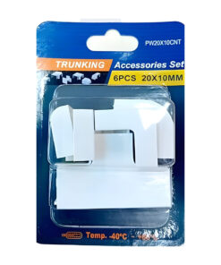 Kit 6 Accessori Per Canaline Passacavi 20X10mm, Connettore Lineare, Forma L, Forma T, Angolare Piatto Interno Esterno, Colore Bianco