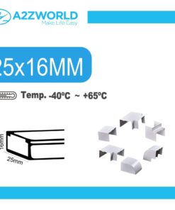 Kit 6 Accessori Per Canaline Passacavi 25X16mm, Connettore Lineare, Forma L, Forma T, Angolare Piatto Interno Esterno, Colore Bianco