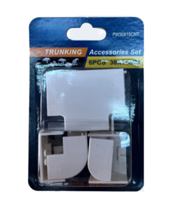 Kit 6 Accessori Per Canaline Passacavi 30X15mm, Connettore Lineare, Forma L, Forma T, Angolare Piatto Interno Esterno, Colore Bianco