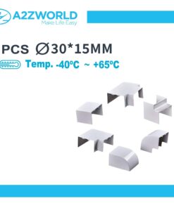 Kit 6 Accessori Per Canaline Passacavi 30X15mm, Connettore Lineare, Forma L, Forma T, Angolare Piatto Interno Esterno, Colore Bianco