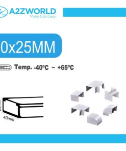 Kit 6 Accessori Per Canaline Passacavi 40X25mm, Connettore Lineare, Forma L, Forma T, Angolare Piatto Interno Esterno, Colore Bianco