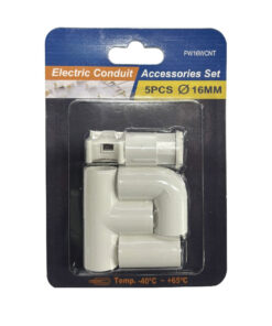 Kit 5 Accessori Per Tubo Rigido e Flessibile Da 16mm, Fissatubo A Scatto + Giunto Raccordo Lineare, Forma L, Forma T, Tubo-Scatola, Colore Bianco IP40