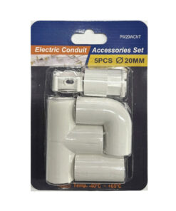 Kit 5 Accessori Per Tubo Rigido e Flessibile Da 20mm, Fissatubo A Scatto + Giunto Raccordo Lineare, Forma L, Forma T, Tubo-Scatola, Colore Bianco IP40