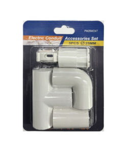 Kit 5 Accessori Per Tubo Rigido e Flessibile Da 25mm, Fissatubo A Scatto + Giunto Raccordo Lineare, Forma L, Forma T, Tubo-Scatola, Colore Bianco IP40