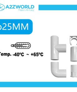 Kit 5 Accessori Per Tubo Rigido e Flessibile Da 25mm, Fissatubo A Scatto + Giunto Raccordo Lineare, Forma L, Forma T, Tubo-Scatola, Colore Bianco IP40