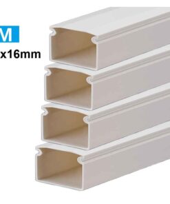 8 Metri Canaline Passacavi In PVC Con Biadesivo e Coperchio 16X16mm Bianco - 4 Pezzi da 2 Metri