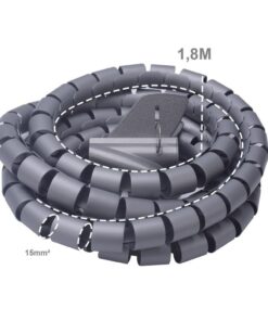 Alternative view of Spirale Avvolgi Cavo Flessibile Guaina Raccogli Organizzer Cavi Fermaglio Guidafilo Incluso 1,8M D15mm Grigio