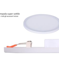 Faretto Pannello Led Da Incasso Rotondo 8W Bianco Caldo 2700K Diametro 120mm Foro Adattabile Da 50mm a 100mm