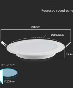 Faretto Pannello Led Da Incasso Rotondo 18W Freddo 6400K Diametro 220mm SKU-7866 Foro 200-205mm