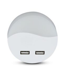 Alternative view of Segnapasso Led Notturno Rotondo 4000K Caricabatteria 2 Porte USB Caricatore 2A Sensore Crepuscolare SKU-506