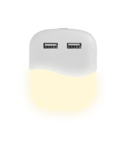 Segnapasso Led Notturno Quadrato 4000K Caricabatteria 2 Porte USB Caricatore 2A Sensore Crepuscolare SKU-508