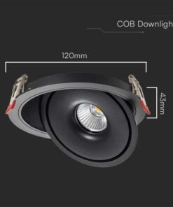 Alternative view of Faretto LED COB da Incasso Rotondo 12W 120*43mm Colore Nero 3in1 SKU-10578