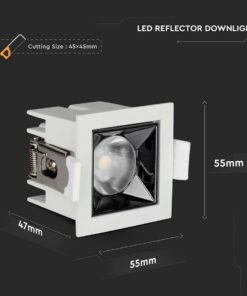 Faretto Led Da Incasso Quadrato 4W Neutro 4000K UGR<19 Riflettore 38° CRI>90 Chip Samsung SKU-986