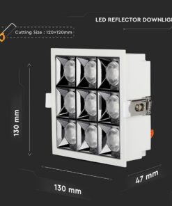 Faretto Led Da Incasso Quadrato 9X4W Caldo 2700K UGR<19 Riflettore 38° CRI>90 Chip Samsung SKU-999