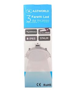 3 Faretti LED da Incasso Dimmerabili 5W 220V Rotondi Bianchi 6500K D87mm H36mm Foro 70mm IP65