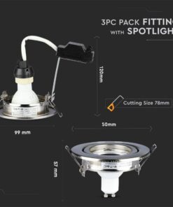 3 PZ Faretti LED Incasso Rotondo Orientabile 5W Carcassa Nichel Satinato 4500K Neutro con Lampada GU10 Sostituibile SKU 8885