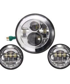 Faro Led 7 Pollici 40W Headlight Proiettore + 2 Luci Led 4,5 Pollici 30W Fendinebbia Compreso Staffa di Fissaggio Per Moto Harley Davidson
