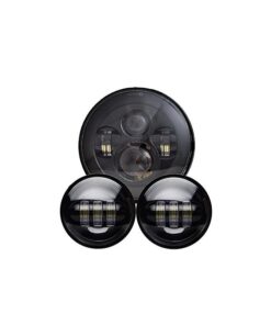 Faro Led 7 Pollici 40W Headlight Proiettore + 2 Luci Led 4,5 Pollici 30W Fendinebbia Compreso Staffa di Fissaggio Per Moto Harley Davidson