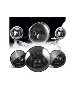 Faro Led 7 Pollici 40W Headlight Proiettore + 2 Luci Led 4,5 Pollici 30W Fendinebbia Compreso Staffa di Fissaggio Per Moto Harley Davidson