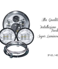 Faro Led 7 Pollici 40W Headlight Proiettore + 2 Luci Led 4,5 Pollici 30W Fendinebbia Compreso Staffa di Fissaggio Per Moto Harley Davidson