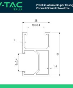 Profili in Alluminio Argento per Fissaggio Pannelli Solari Fotovoltaici Lunghezza 2m (Confezione 4 Pezzi) SKU-11538