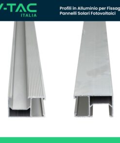 Profili in Alluminio Argento per Fissaggio Pannelli Solari Fotovoltaici Lunghezza 2m (Confezione 4 Pezzi) SKU-11538