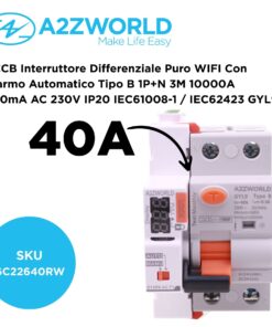 Alternative view of RCCB Interruttore Differenziale Puro WIFI Con Riarmo Automatico Tipo B 1P+N 3M 10000A 300mA AC 230V IP20 IEC61008-1 / IEC62423 GYL9, Disponibili 40A 63A (40A)