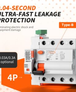 Alternative view of RCCB Interruttore Differenziale Riarmo Automatico Tipo B 3P+N 5M 10000A 30mA 63A AC 400V IP20 IEC61008-1 / IEC62423 GYL9