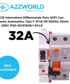 Alternative view of RCCB Interruttore Differenziale Puro WIFI Con Riarmo Automatico Tipo F 1P+N 3M 6000A 30mA AC 230V IP20 IEC61008-1 GYL9, Disponibili 16A 25A 32A 40A 63A (32A)